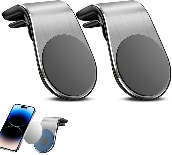 2PCS Mobile Phone Navigation Magnetic Bracket, L Type 360Â° Rotatable Car Phone Mount, Magnetic Navigation Bracket for Any Smartphone (Silver)