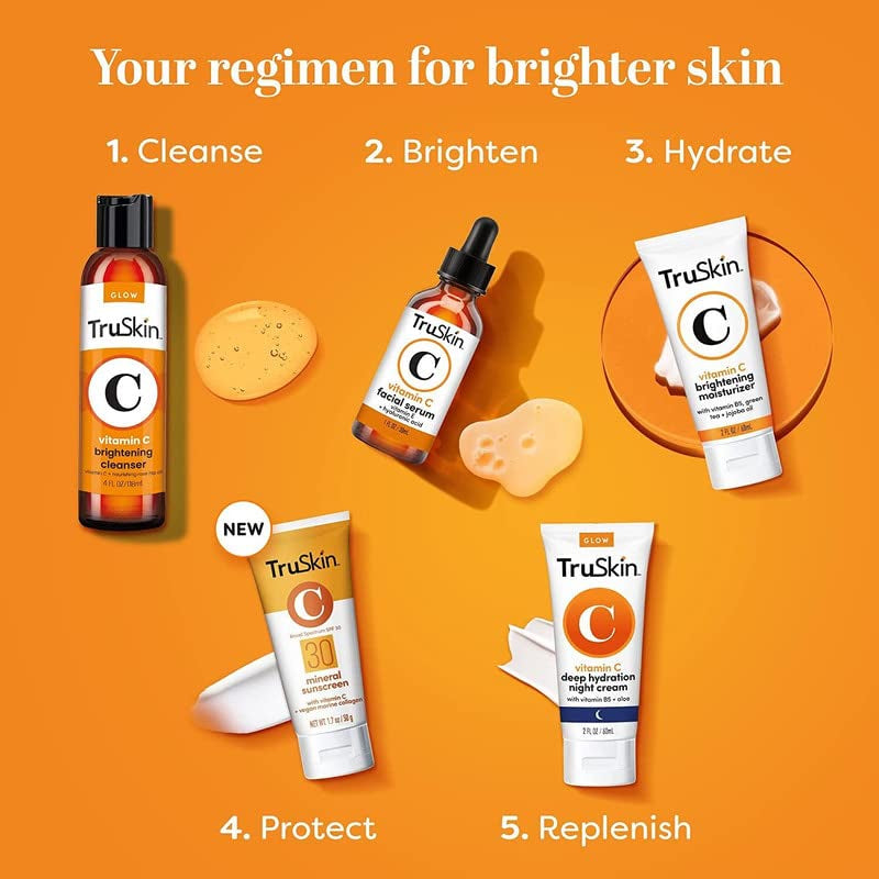 Truskin Vitamin C Serum for Face – anti Aging Formula with Vitamin C, Hyaluronic Acid, Vitamin E – Brightening Serum – Improve Appearance of Dark Spots, Tone, Fine Lines & Wrinkles, 2 Fl Oz
