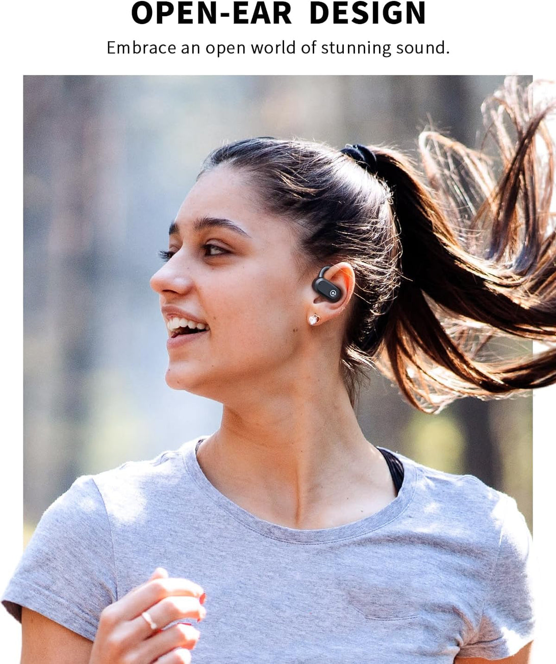 CXK Open Ear Headphones, Bluetooth 5.4 Ture Wireless Earbuds with 60Hrs Playtime & Digital Display, 0.27Oz Lightweight Design Air Conduction Headphones with Mic, IPX6 Fit Cycling, Running, Black