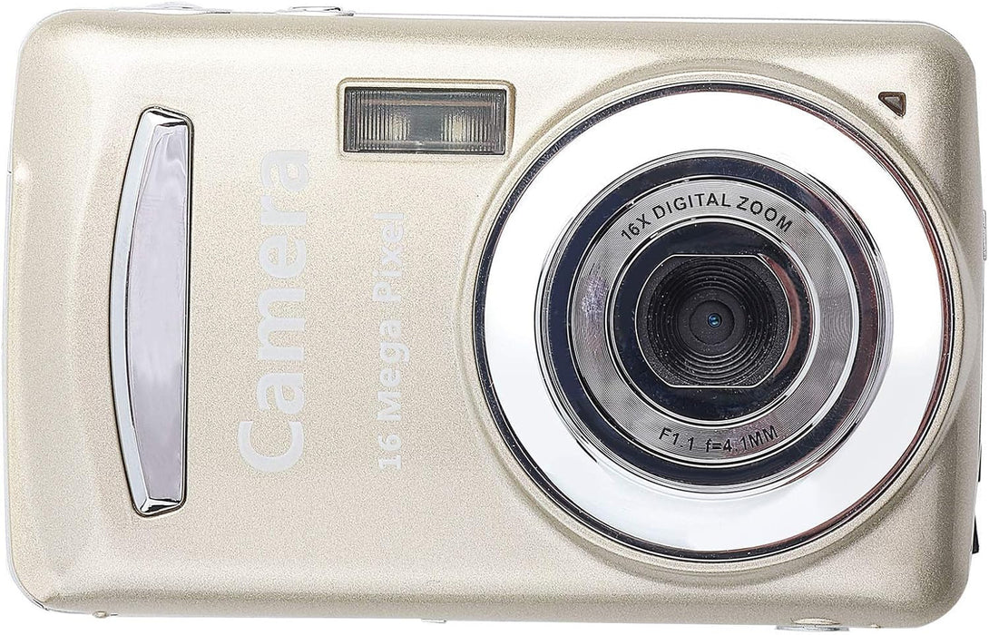 Mini Digital Camera, 720P HD Compact Portable Camcorder with 2.4 Inches LCD Screen 16MP 30FPS Support 32GB Memory Card for Children, Teenagers and Beginners (Gold)