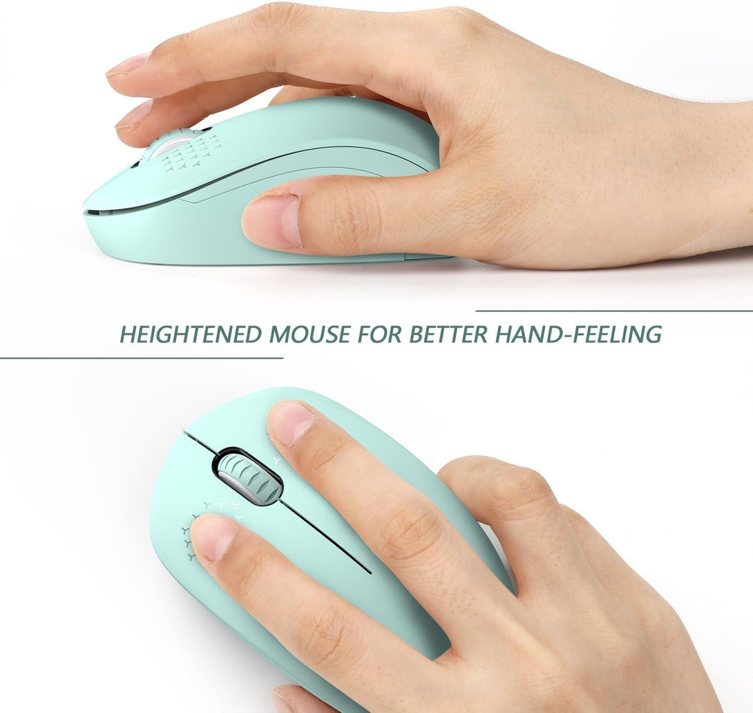 Seenda Wireless Mouse, 2.4G Noiseless Mouse with USB Receiver - Portable Computer Mice for PC, Tablet, Laptop with Windows System - Mint Green