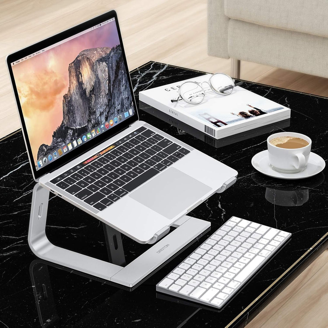 OMOTON Laptop Stand, Detachable Laptop Mount, Aluminum Laptop Holder Stand for Desk, Compatible with Macbook Air/Pro, Dell, HP, Lenovo and All Laptops (11-16 Inch), Silver