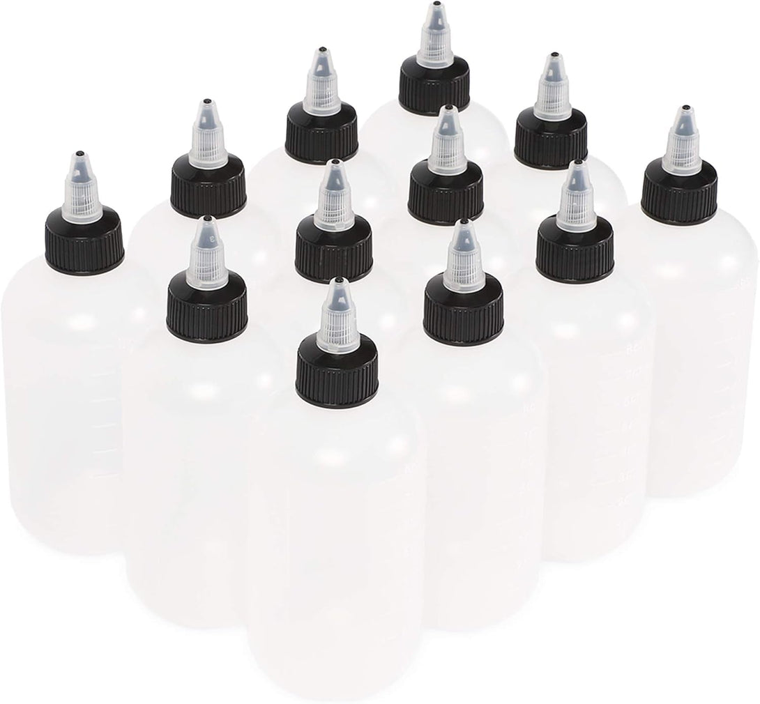 Juvale Boston round Squeeze Bottles with Twist Caps (8 Oz, White, 12 Pack)