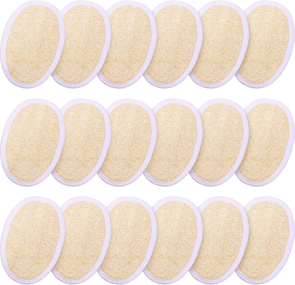 18 Packs Exfoliating Loofah Sponge Pads Facial Body Bath Shower Loofah Sponge Pad Natural Exfoliating Scrubber Brush for Men Women