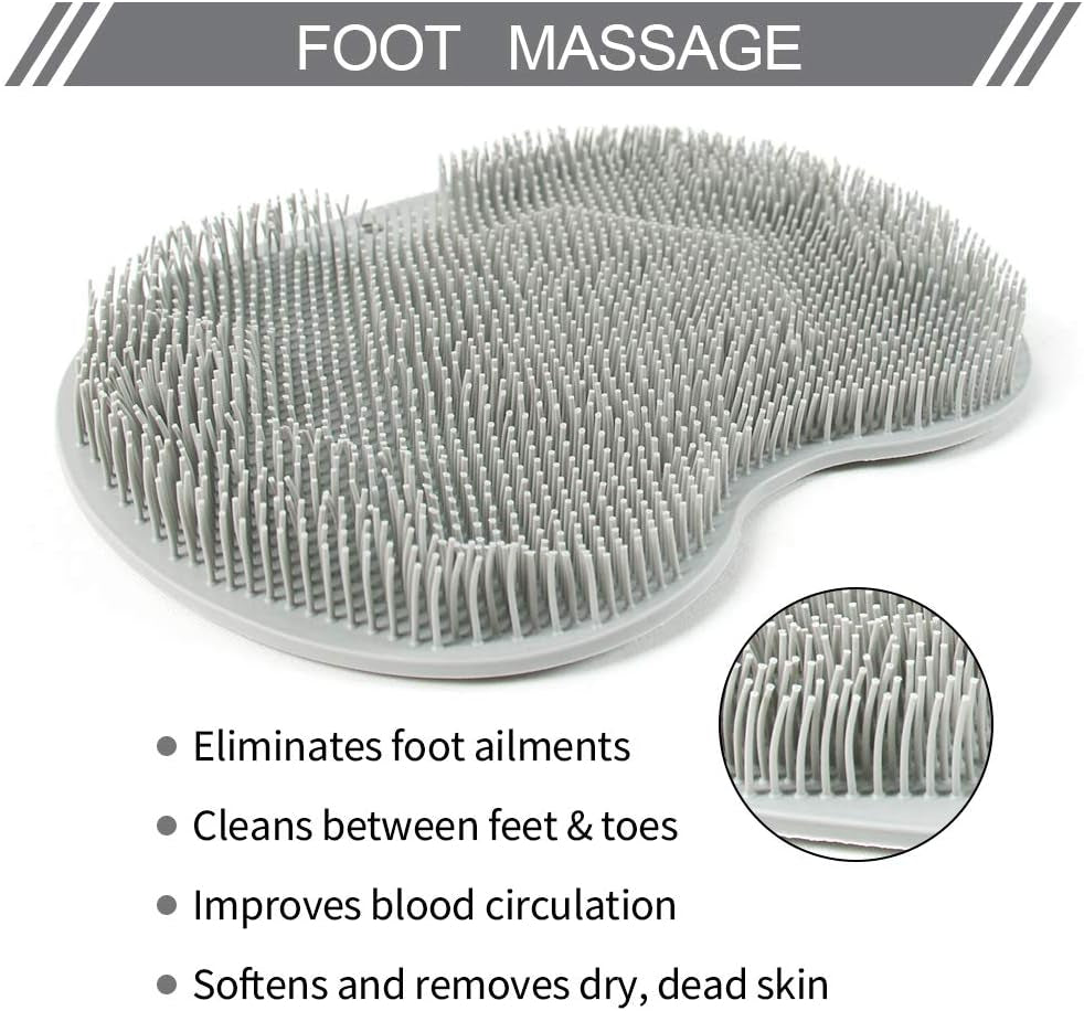 Shower Foot Scrubber Massager Mat Cleaner Improve Circulation Reduce Feet Pain Exfoliation, Feet Acupressure Mat with Non Slip Suction Cups, with 2Pcs Seamless Hooks and 1Pcs Foot File