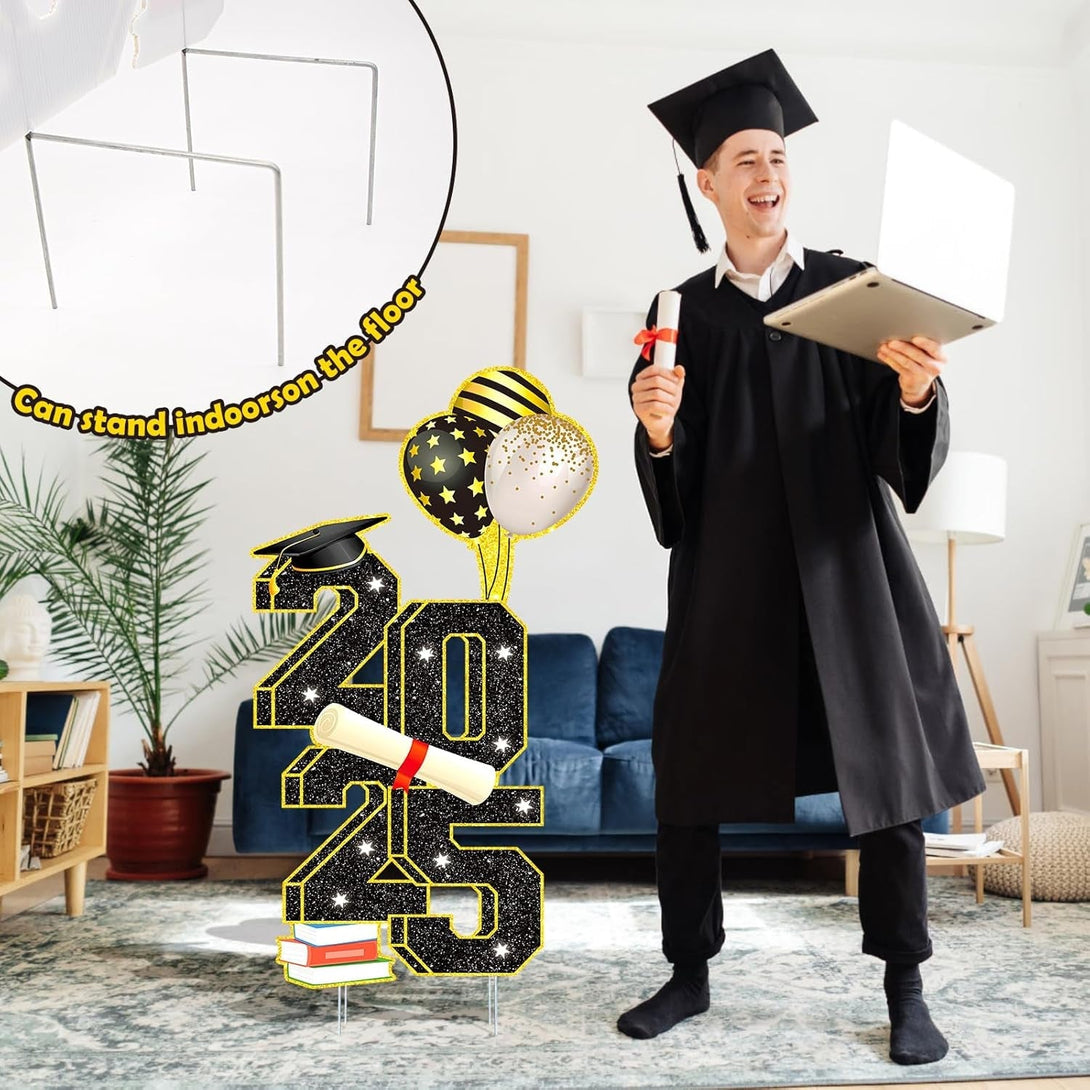 3.5FT Large Class 2025 Graduation Yard Sign Yard Decorations Congrats Graduation Lawn Signs 2025 Grad Yard Signs with Stakes for Outdoor Indoor Congrats Graduation Party Decoration Supplies
