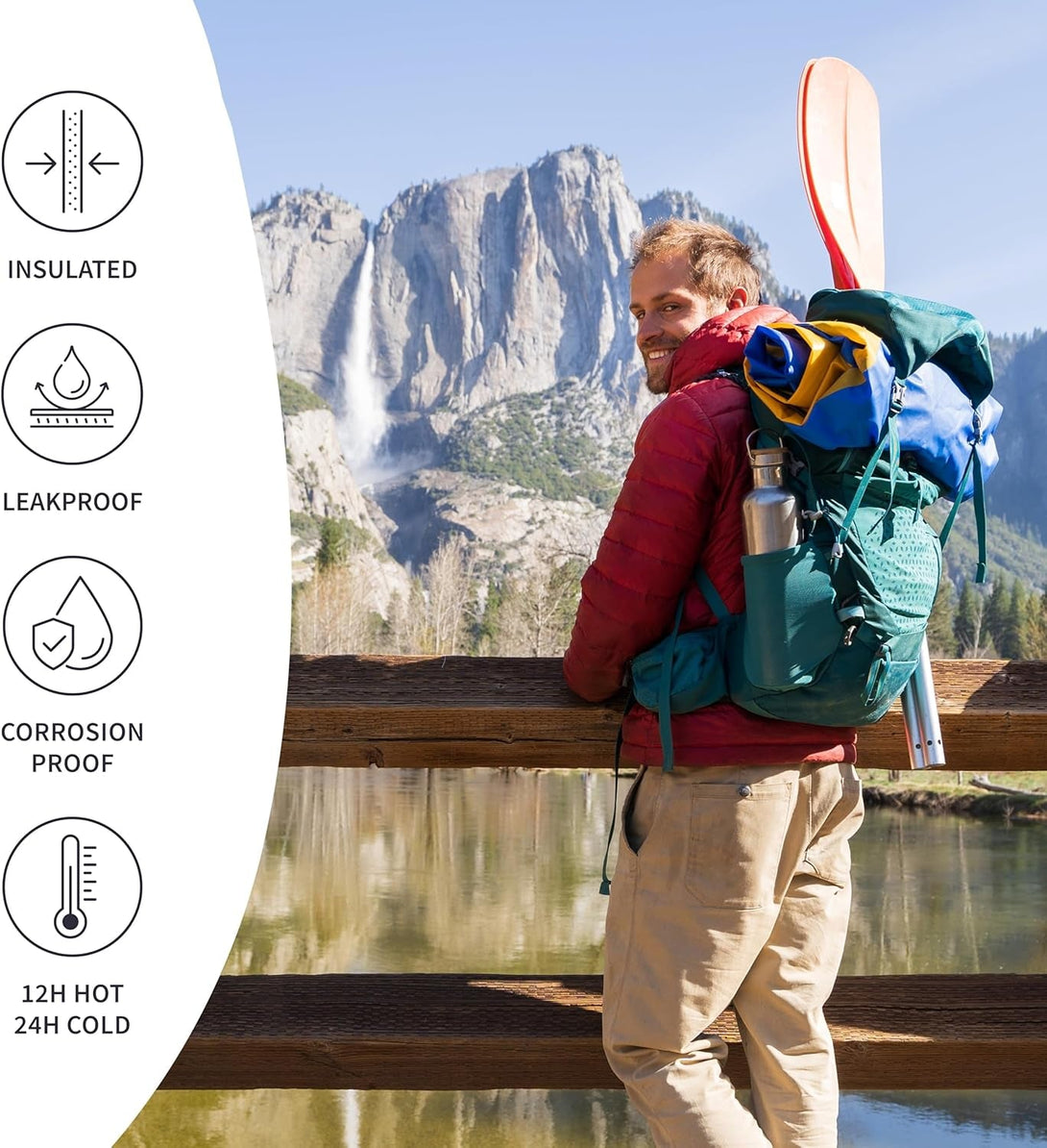 Bambaw 32 Oz Water Bottle | Insulated Water Bottles | Water Bottle Stainless Steel | Insulated Travel Water Bottle | Insulated Water Bottle | Stainless Steel Water Bottles | 1 Liter Water Bottles