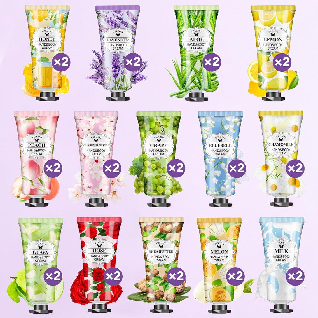 28 Pack Hand Cream Gifts Set for Women,Mothers Day Gifts,Teacher Appreciation Gifts,Nurse Week Gifts,Bridesmaid Gifts,Thank You Gifts,Moisturizing Mini Hand Lotion Travel Size in Bulk for Dry Cracked
