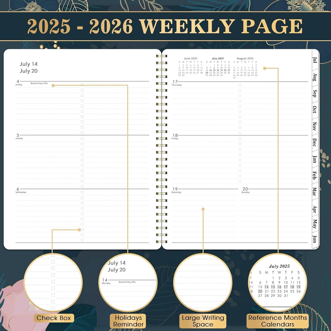 2025-2026 Planner - Planner 2025-2026, July 2025 - June 2026, Weekly & Monthly Spreads, 8'' X 10", Monthly Tabs, Twin-Wire Binding