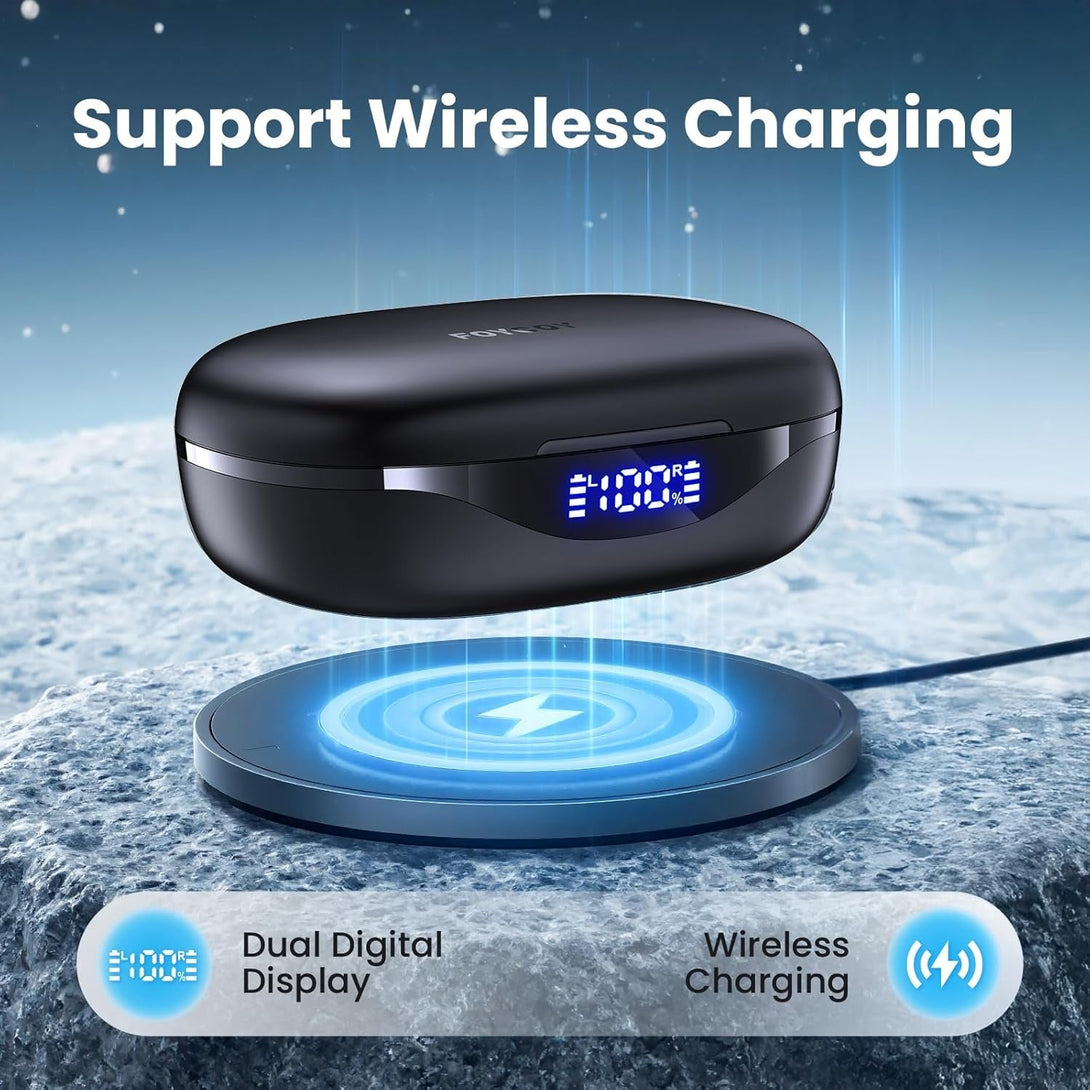 Wireless Earbuds Bluetooth Headphones 90Hrs Playtime Ear Buds IPX7 Waterproof Sports Earphones Wireless Charging Case Over-Ear Earhooks Headest