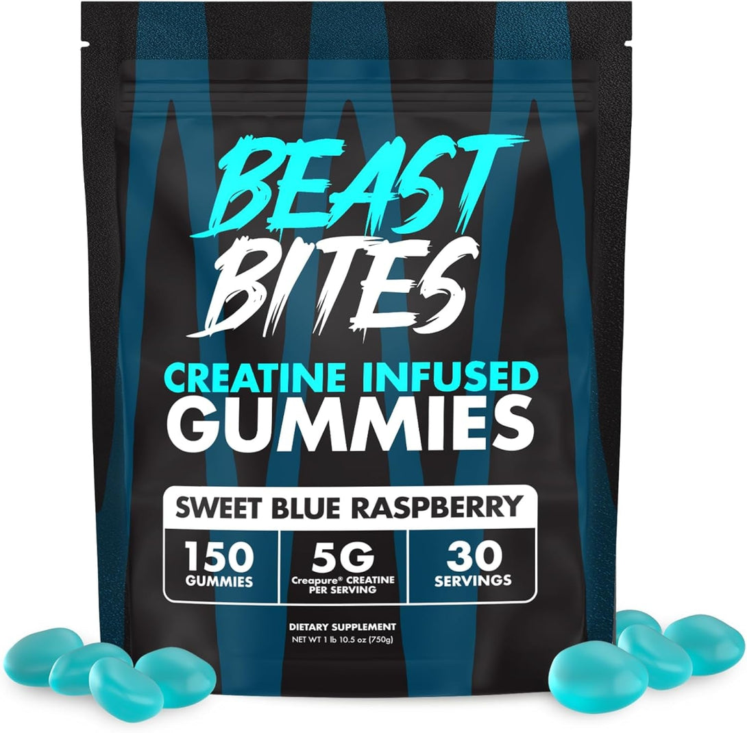 Creatine Gummies - 5G Creatine Monohydrate per Serving - Low-Calorie & Vegan - Made in the USA - Blue Raspberry Flavor - 30 Servings