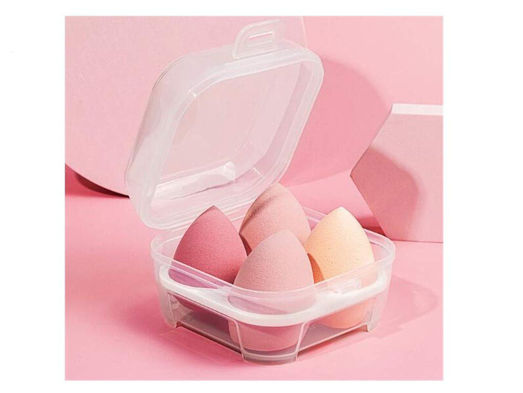 4 Pcs Dry and Wet Use Makeup Sponge Set Blender Beauty Foundation Blending Sponge for Liquid, Cream, and Powder with Egg Holder Box
