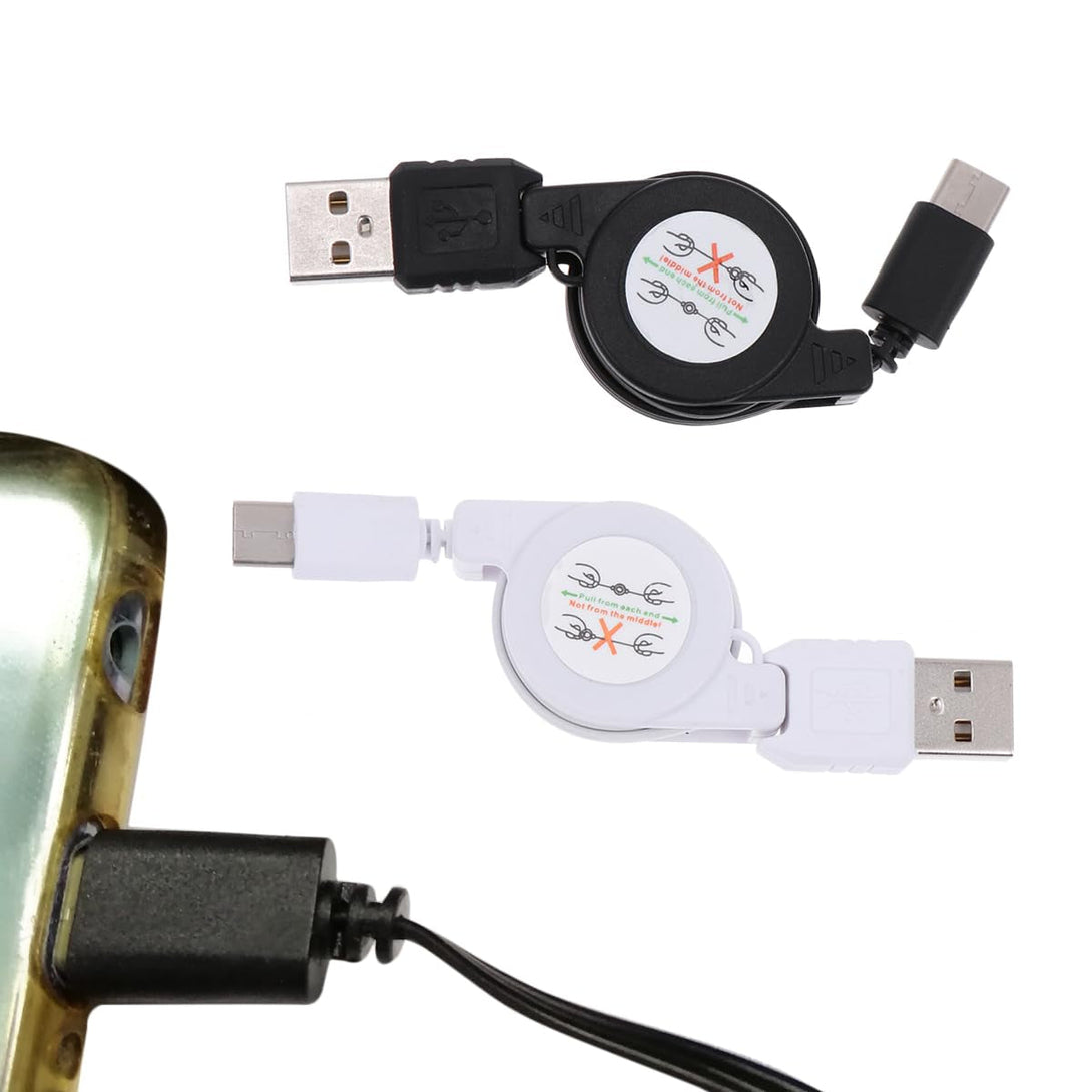 2 Pack Retractable Usb C Charging Cable, 3.3Ft Fast Charging Cord for Phones, Portable High Charger with Cable Winder (Black)