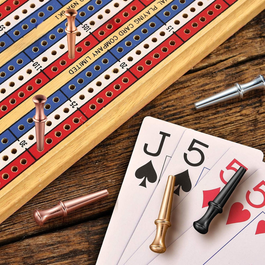 48 Pcs Metal Cribbage Pegs Cribbage Board Pegs Metal Nails Fit 1/8 Holes Toy Game Accessories with Drawstring Storage Pouch for Cribbage Traditional Board Game, 4 Colors