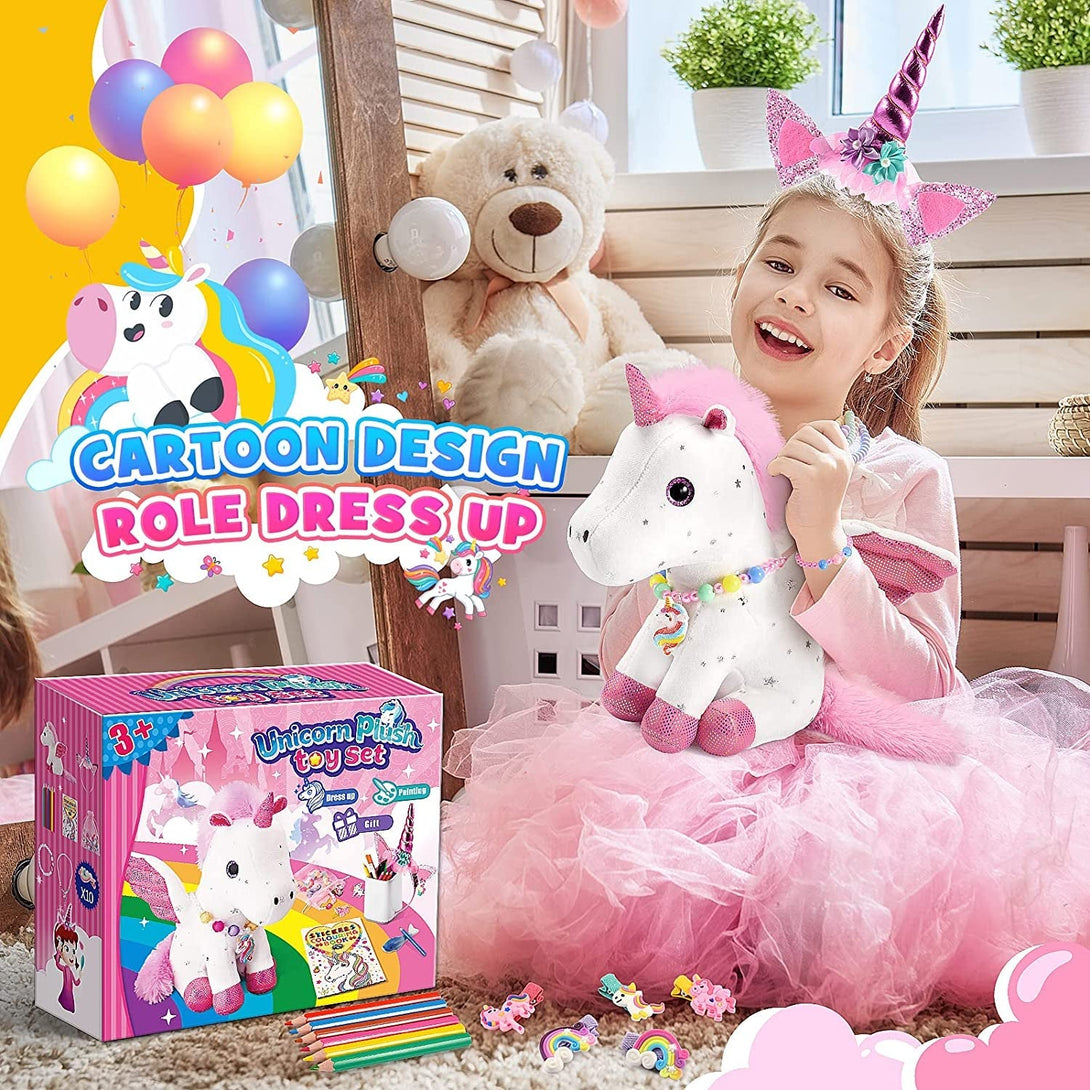 21-Piece Unicorn Gift Set for Girls Ages 3-8 | Soft Plush Stuffed Animals & Dress-Up Accessories Bundle | Idea Birthday Gifts,, Party Favor for Kids Toddler Girls