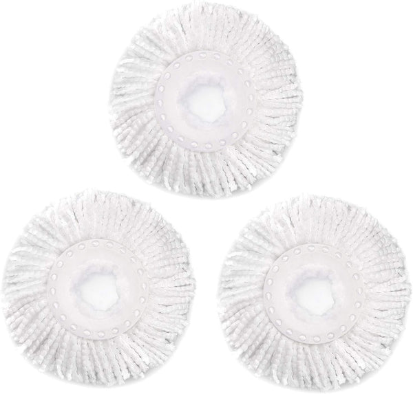 3 Pack Spin Mop Replacement Head for Hurrica, Mopnad, Cassabel and Other 360 Spin Mop Systems, Microfiber Spin Mop Refills (3Pc-White)