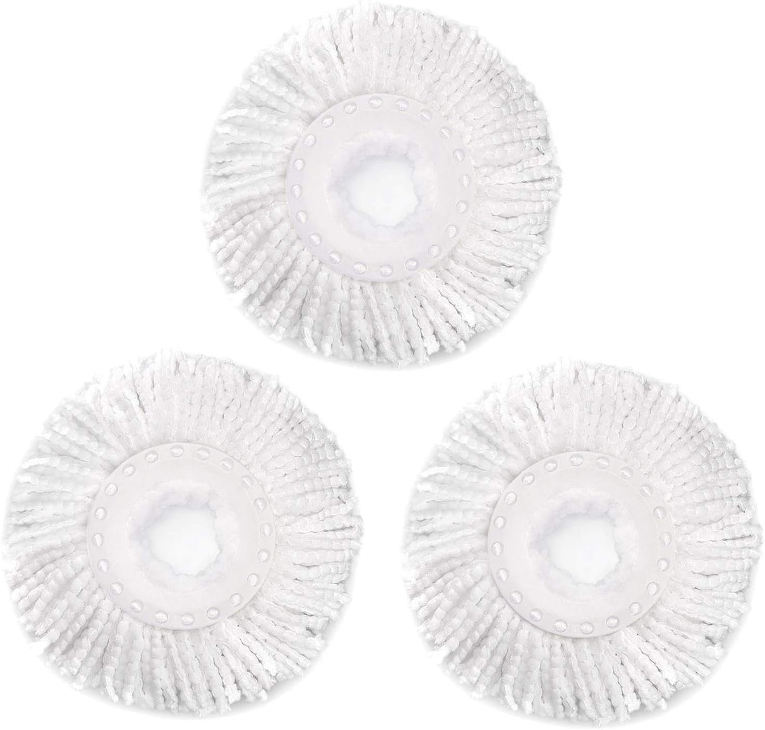 3 Pack Spin Mop Replacement Head for Hurrica, Mopnad, Cassabel and Other 360 Spin Mop Systems, Microfiber Spin Mop Refills (3Pc-White)