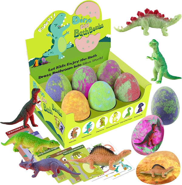Bath Bombs for Kids with Surprise Toys inside - XXL Dinosaur Eggs Bath Bomb Gift, Kid Safe Spa Bath Fizz Balls Kit, Dinosaur Toys for Boys Girls 3 4 5 6 7 Year, Birthday Gifts for Kids