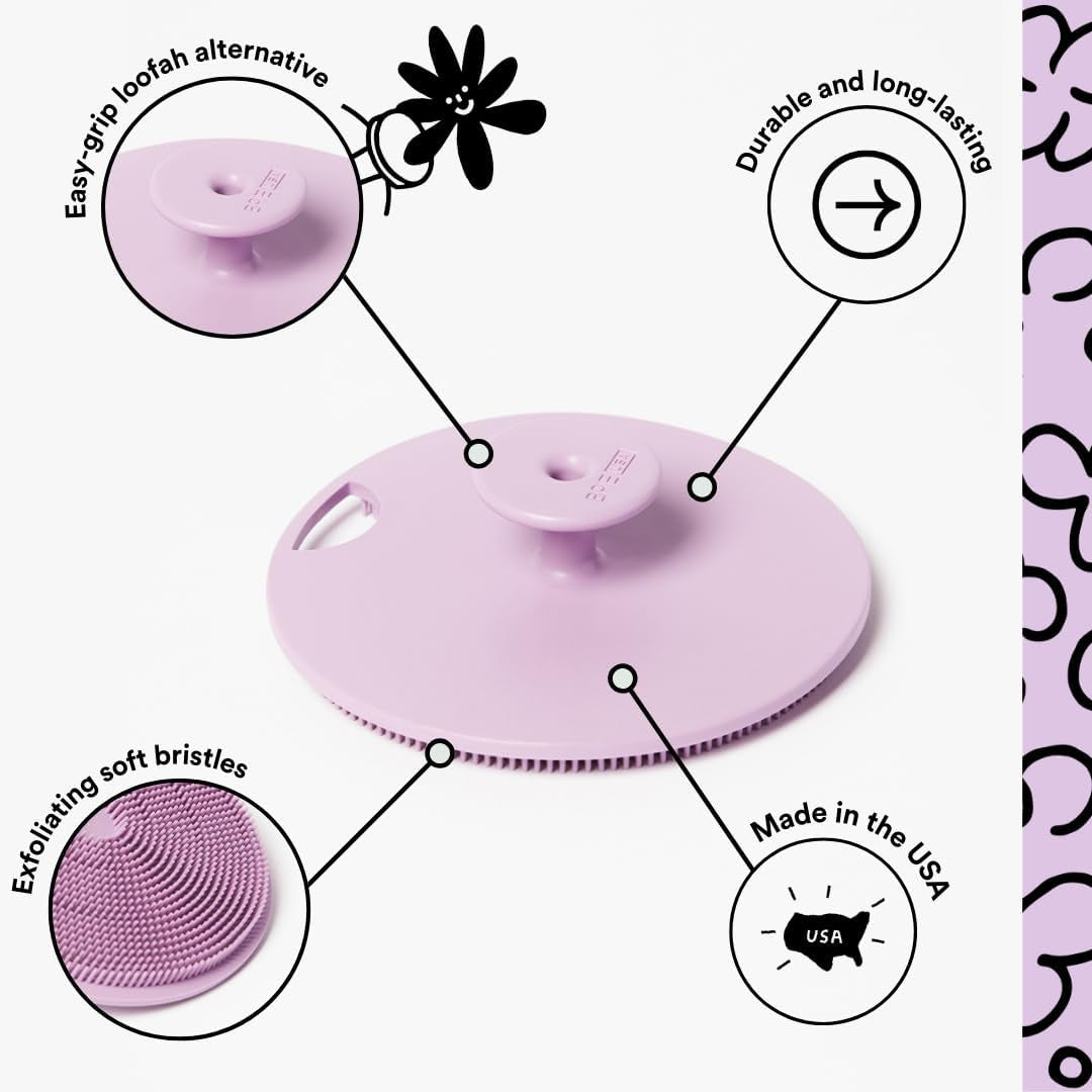 Boie USA Body Scrubber with Handle - Hygienic, Exfoliating Loofah Alternative - Feels like Silicone Scrubber Gentle on Sensitive Skin, Hypoallergenic, BPA & Latex-Free, Made in the USA & Easy to Clean