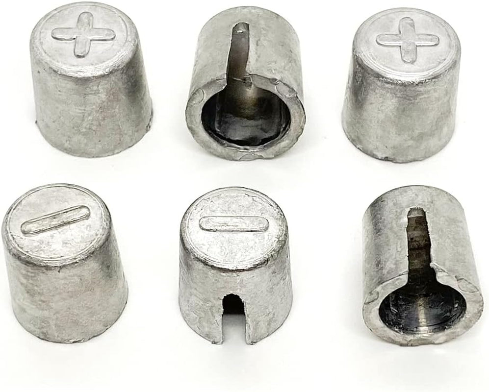 6 Pieces Battery Terminals Post Lead Shims Car Battery Post Caps Adapter Terminal Cable Ends Repair Kits for Positive or Negative Worn Posts Loose Terminal Posts Anode Cathode Sleeves Repair Shim