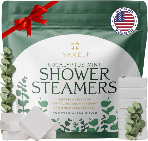 Shower Steamers Aromatherapy, 12 Pack, for Women and Men - Sinus Relief and Self Care Birthday and Relaxation Spa Gift - Eucalyptus Mint