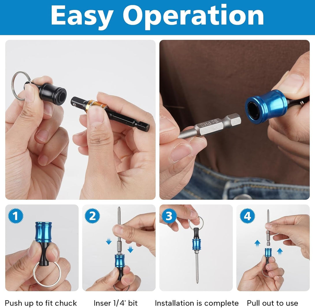 12PCS Bit Holders 1/4 Socket, Hex Shank Screwdriver Bit Holder for Impact Driver Drill Bit Keychain Extension Bar Quick Release Easy Change, Screwdriver Bit Holders for Tools & Home Improvement Gift