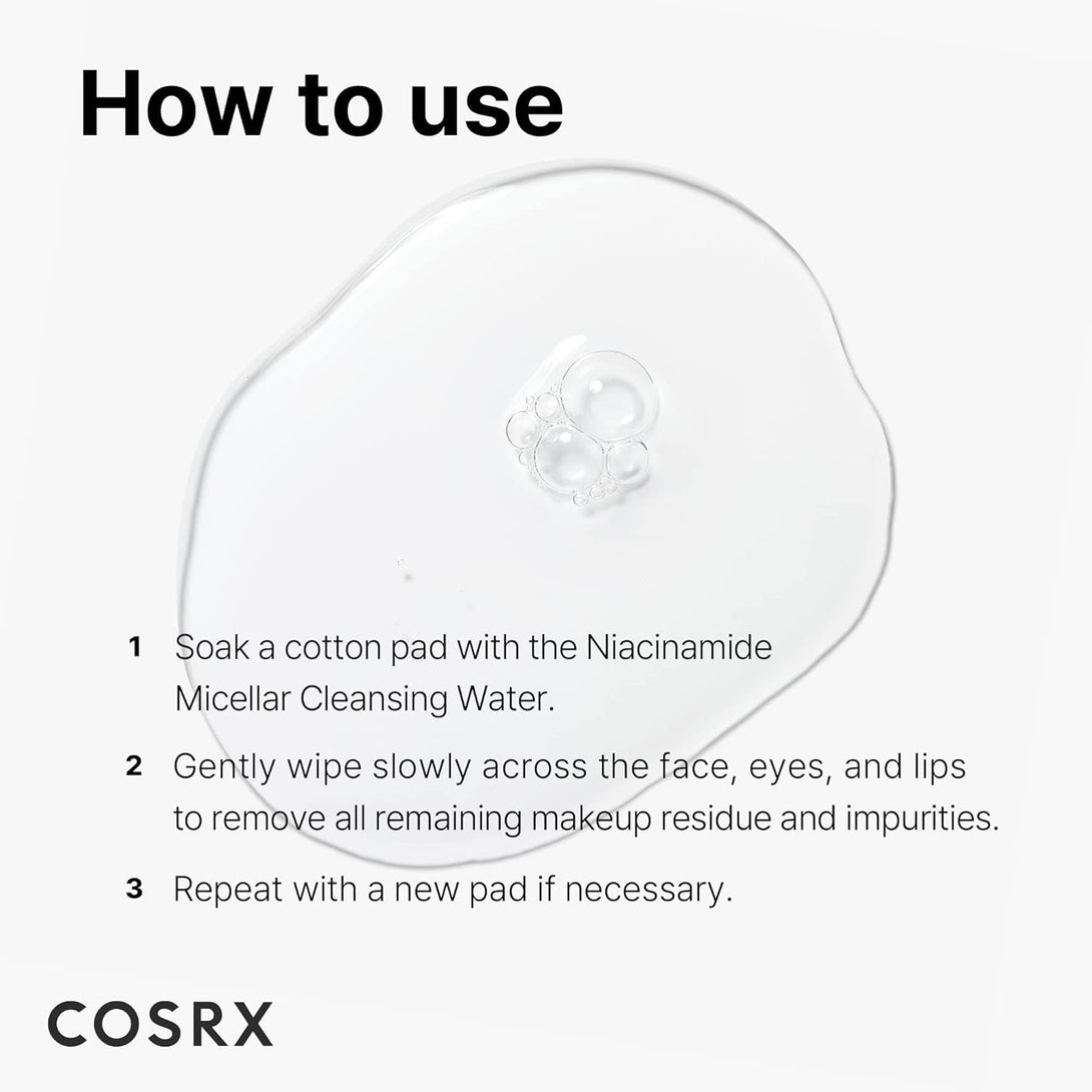 COSRX Low Ph Niacinamide Micellar Cleansing Water Daily Mild Facial Cleansing Wash for Sensitive Skin, Sebum Control, Korean Skin Care (13.52Fl.Oz/400Ml)