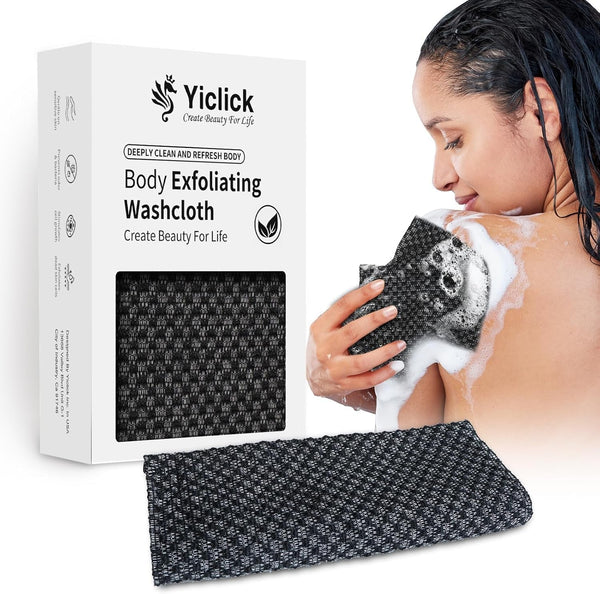 Yiclick 1PC Exfoliating Body Scrubber, Back Scrubber for Shower Bath, Japanese Scrub Wash Cloth, Exfoliating Washcloth Towel for Men Women, Body Exfoliator Loofah Luffa Sponge Net Rag Back Washer