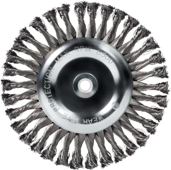 184020 - 8" X 5/8" X 1/2", 5/8" Knot Wire Wheel, .014 Carbon Steel