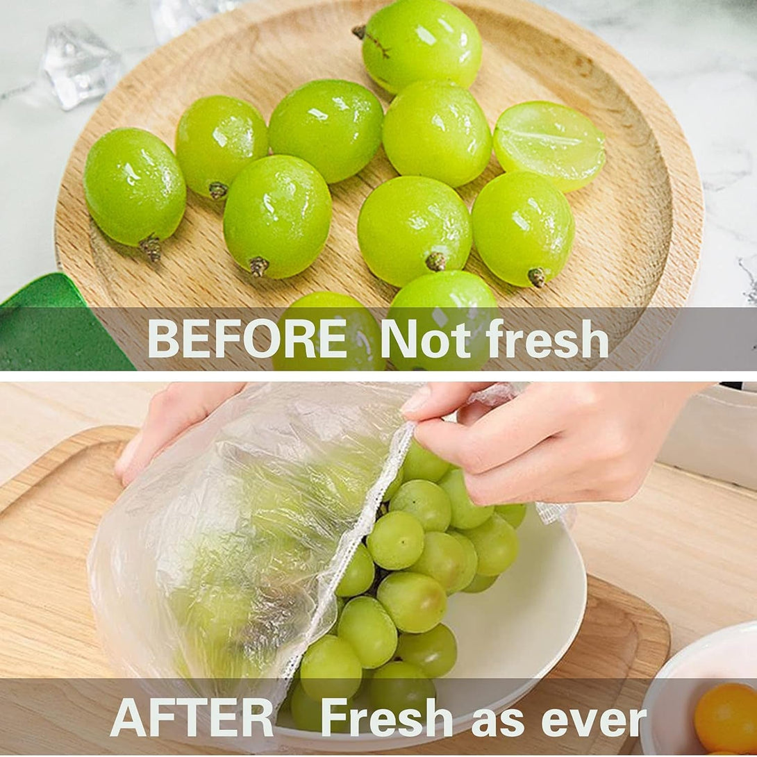 200PCS Fresh Keeping Bags, Plastic Sealing Bags Food Cover, Elastic Stretch Adjustable Bowl Lids, Universal Kitchen Wrap Seal Caps for Leftover and Meal Prep