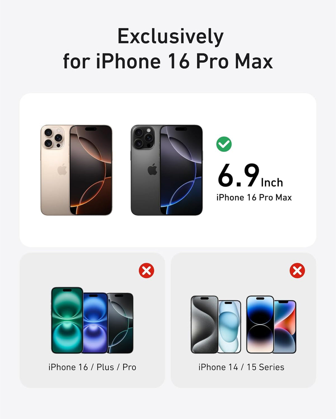 Anker Screen Protector, Bubble-And-Dust-Free Iphone HD Tempered Glass, Durable and Drop-Proof with 9H Hardness, Easy Installation Exclusively for Iphone 16 Pro Max 6.9-Inch (2-Pack)
