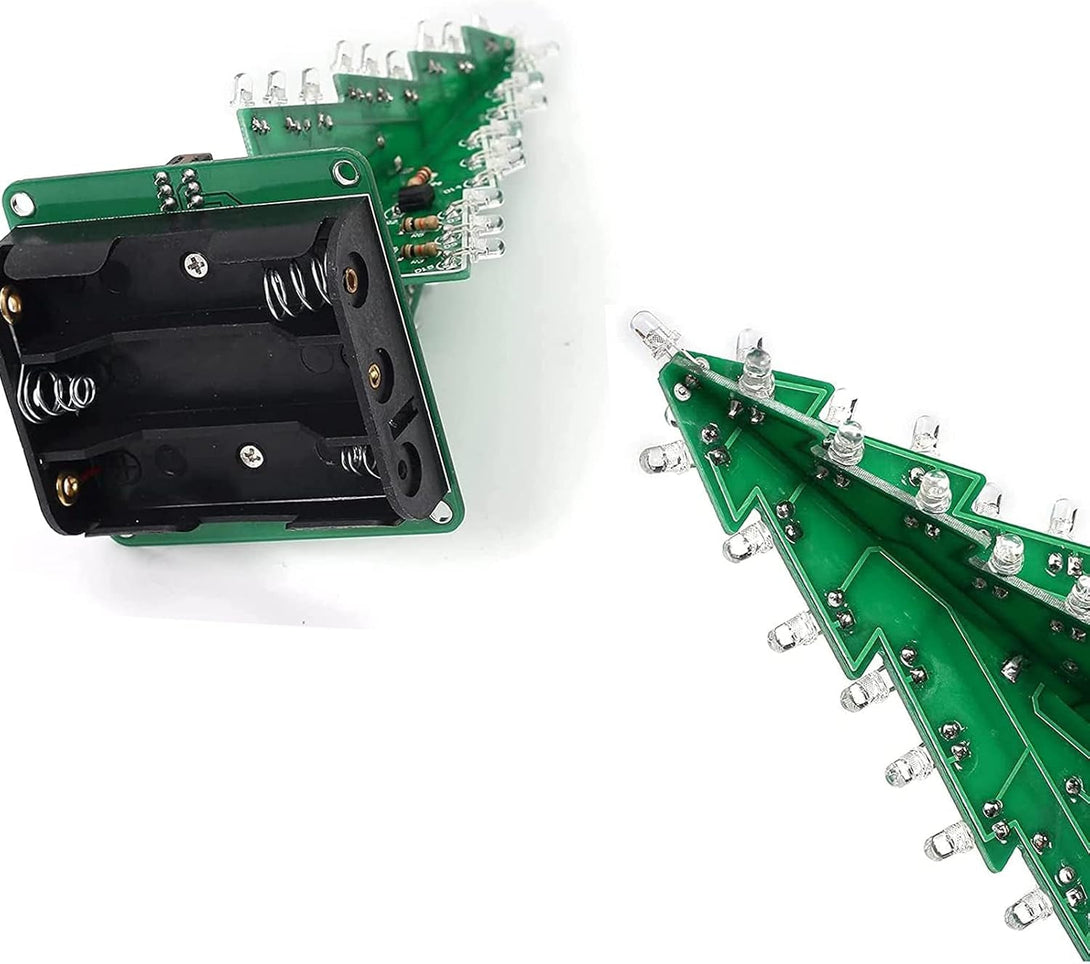 3D Xmas Christmas Tree DIY Model Assemble Kit with 7 Color Flashing RGB LED Circuit Funny Electronic Science Experiment Kit STEM Project PCB Board for Student Teens Soldering Practice Learning