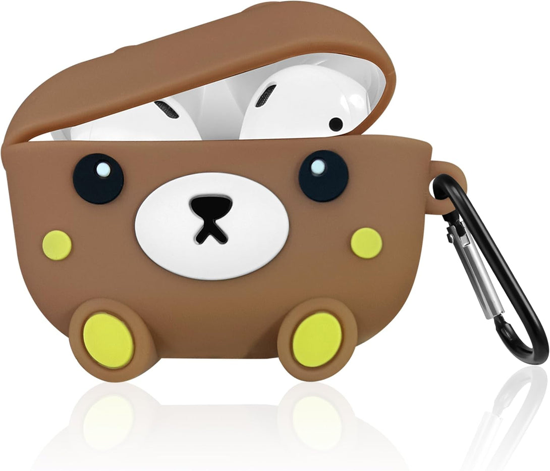 Joysolar for Airpod Pro 1St/2Nd Generation Case - Cute Cartoon 3D Soft Silicone Air Pods Funny Cover Kawaii Fun Cool Design Shell Fashion Stylish Girls Teens Women Cases for Airpods, Bear