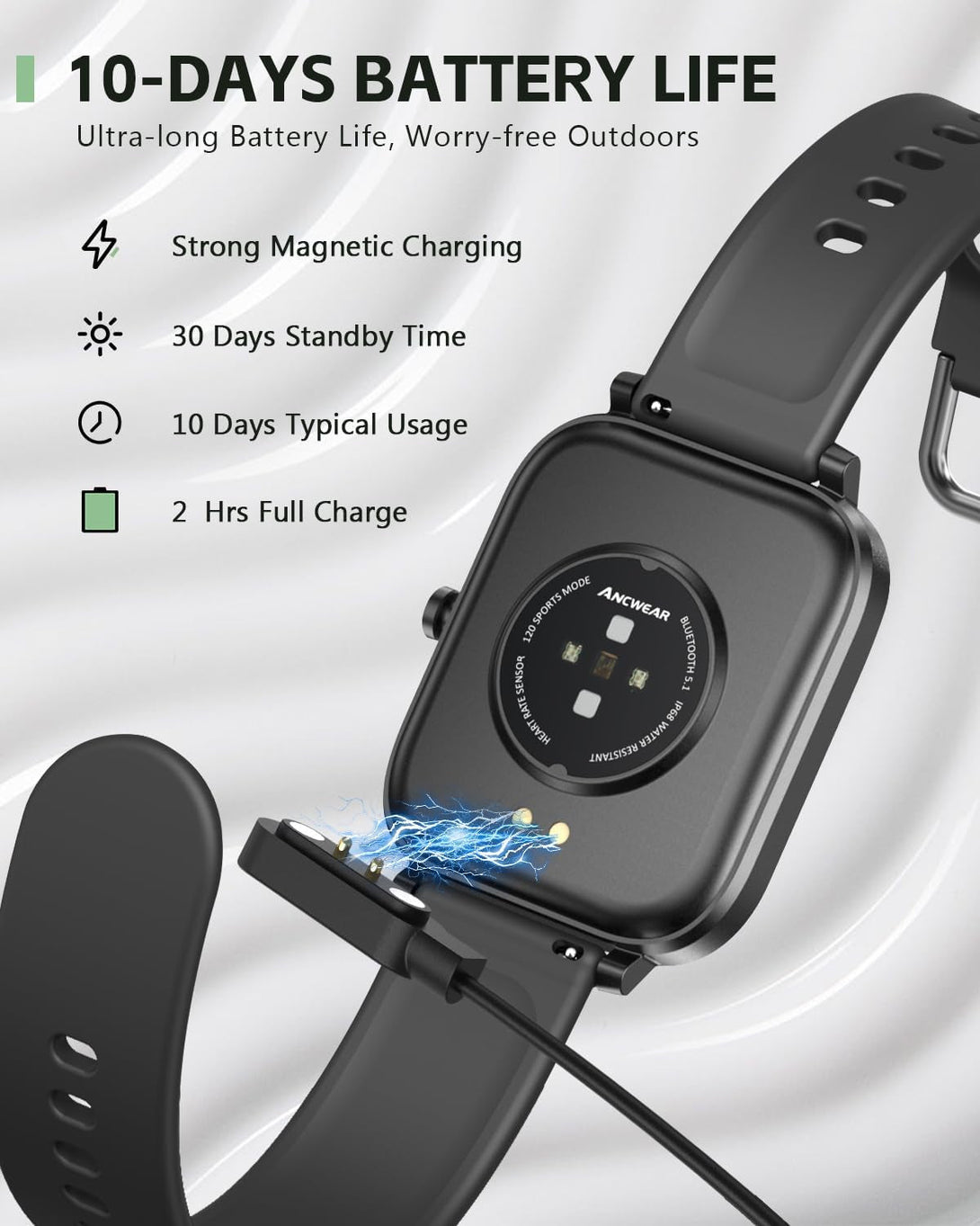 Ancwear Smart Watch for Men Women, Step Counter Watch with Heart/Sleep Tracking, 1.83" Display Fitness Tracker with 120+ Sports Modes, Compatible with Android Ios (Black)