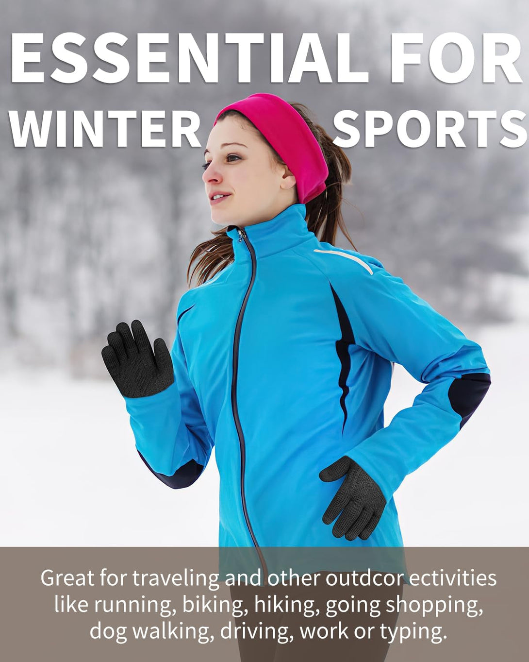 Thermal Winter Gloves-Fleece Lining Touch Screen Knit Stretchy Warm Gloves for Running Cycling Riding- Men Women