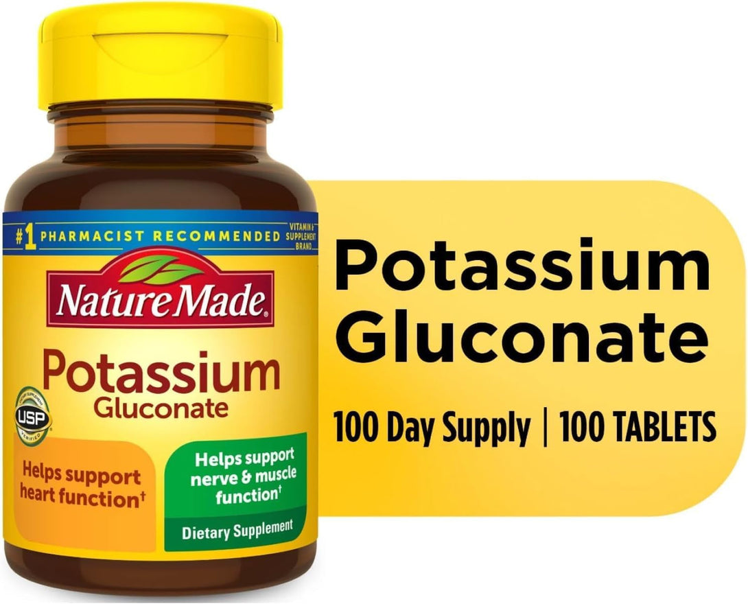 Nature Made Potassium Gluconate 550Mg, 100 Tablets (Pack of 5)