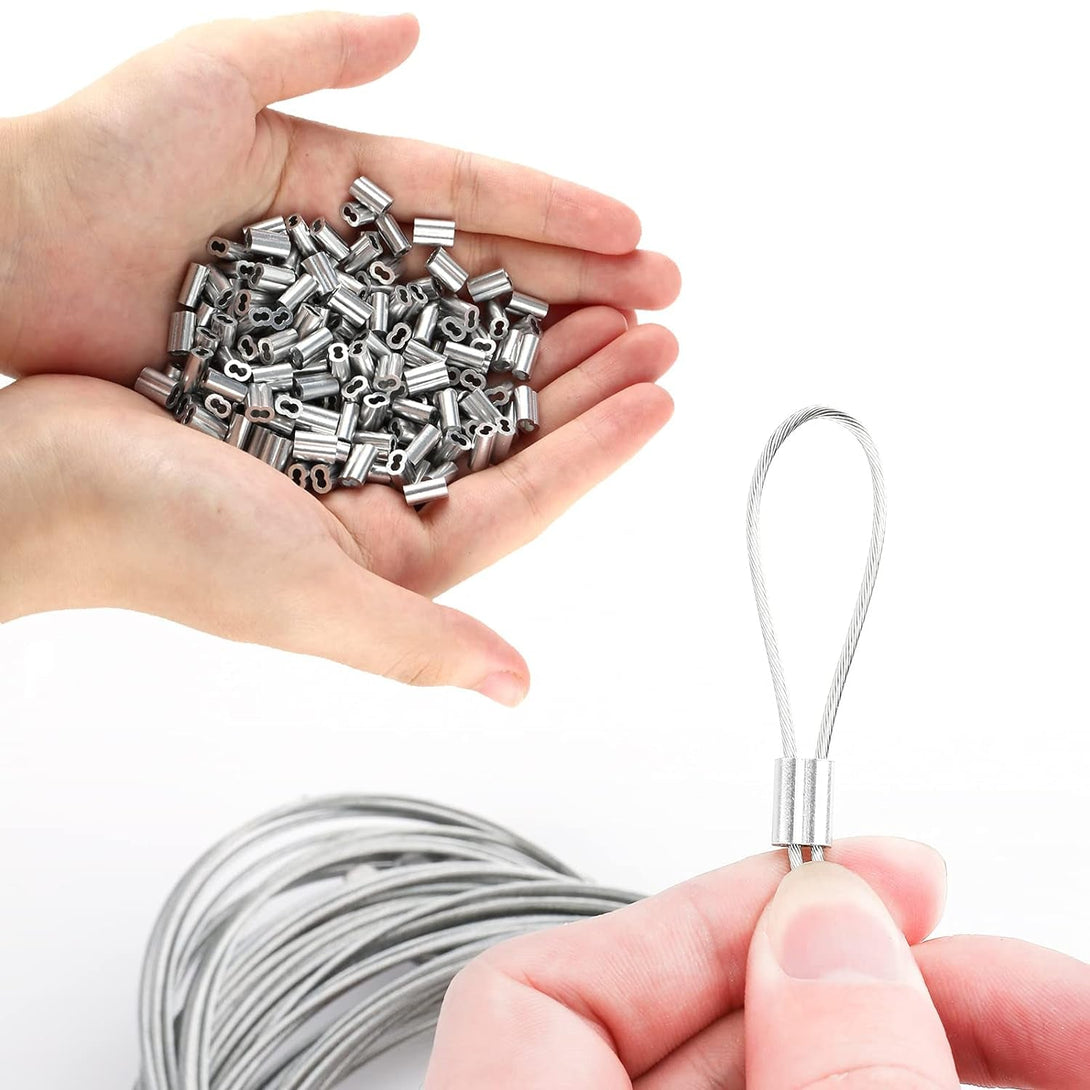 200 Pcs Aluminum Crimping Loop Sleeve 1/16", Cable Ferrule Wire Rope Sleeves Loop Sleeve (200 Pcs)