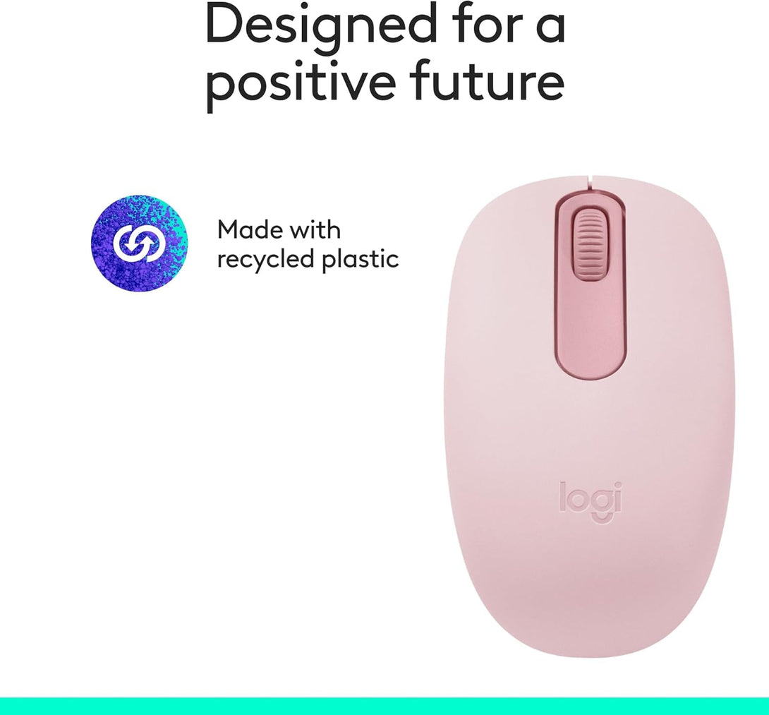 Logitech M196 Bluetooth Wireless Mouse, Compact and Portable Mouse for Laptops, Tablets and More, 12-Month Battery, Smooth Tracking, Compatible with PC and Mac, Windows and Macos - Rose