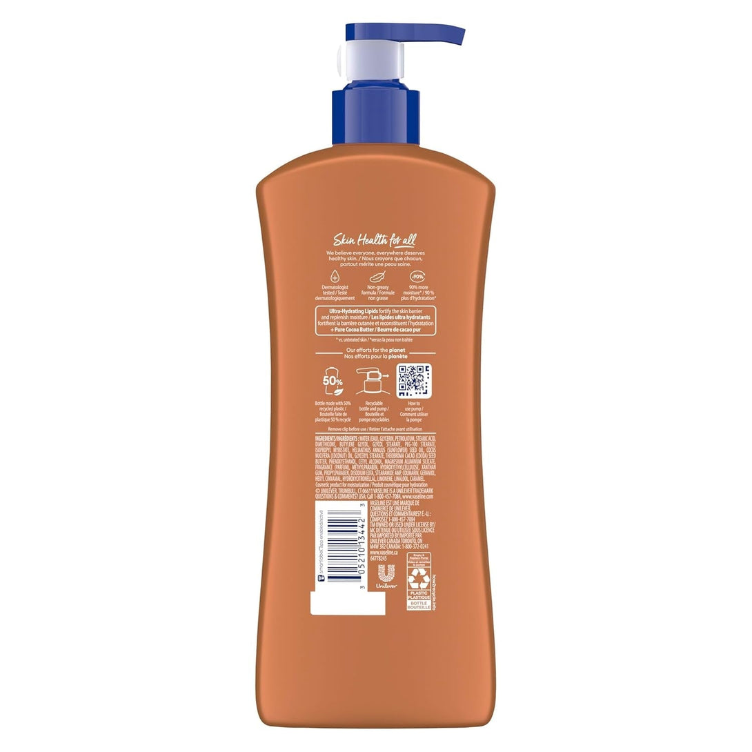 Vaseline Intensive Care Body Lotion Cocoa Radiant for Dry Skin Lotion Made with Ultra-Hydrating Lipids and Pure Cocoa Butter for a Long-Lasting, Radiant Glow 20.3 Oz