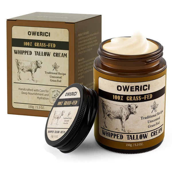Beef Tallow for Skin, for Skin (5.3 Oz), Tallow Face Moisturizer, 100% Grass Fed and Finished, Deeply Moisturizing for Face & Body, Natural Care for Soft Supple (5.3 OZ., Extra Large)