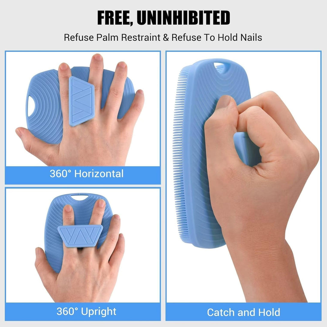 Silicone Body Scrubber - Zinc Infused - Highly Elastic Bristles - Exfoliating Body Scrubber for Cellulite Reduction,Blood Circulation,Massage for Flawless Skin - Azure