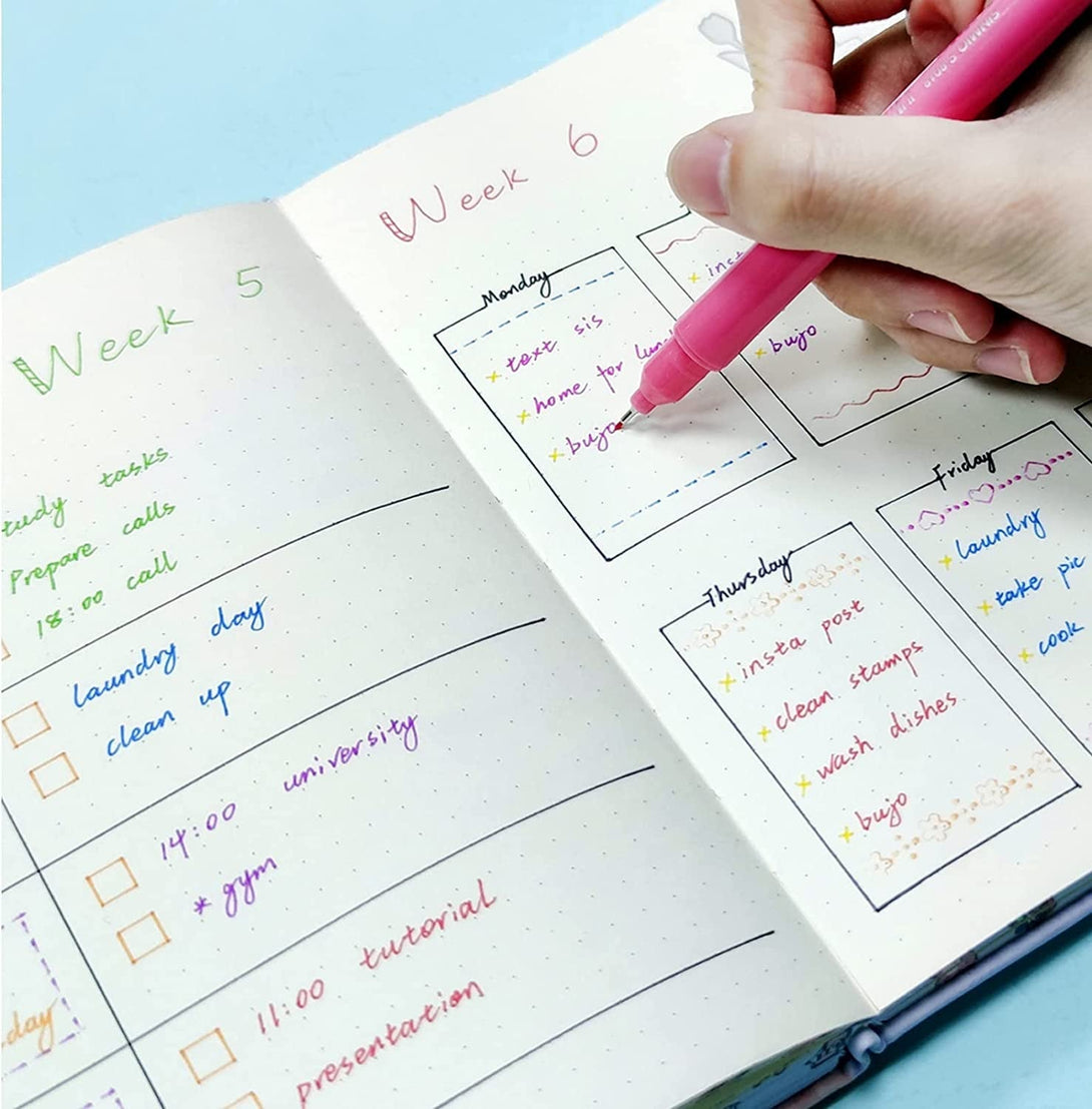 AECHY 8PCS Colored Curve Pens for Note Taking, Dual Tip Pens with 8 Different Curve Shapes & 8 Colors Fine Lines, Curve Highlighter Pen Set for Kids Journaling Note Taking Supplies