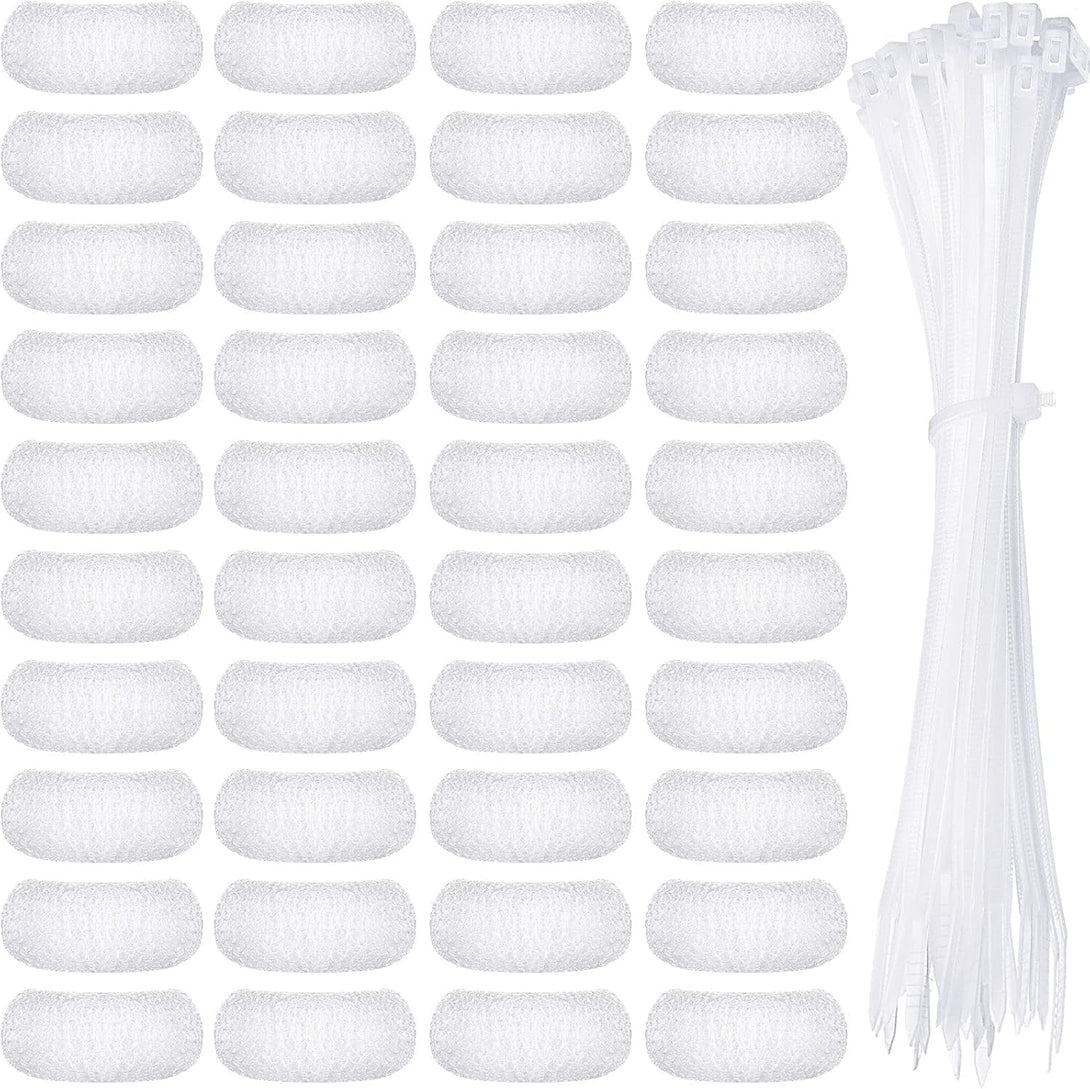 40 Pieces Nylon Lint Trap Washing Machine Lint Fabric Mesh Snare Washer Lint Catcher Washer Hose Lint Traps Washing Machine Lint Trap Lint Traps Hose Screen Filter Catcher with 40 Pieces Cable Ties