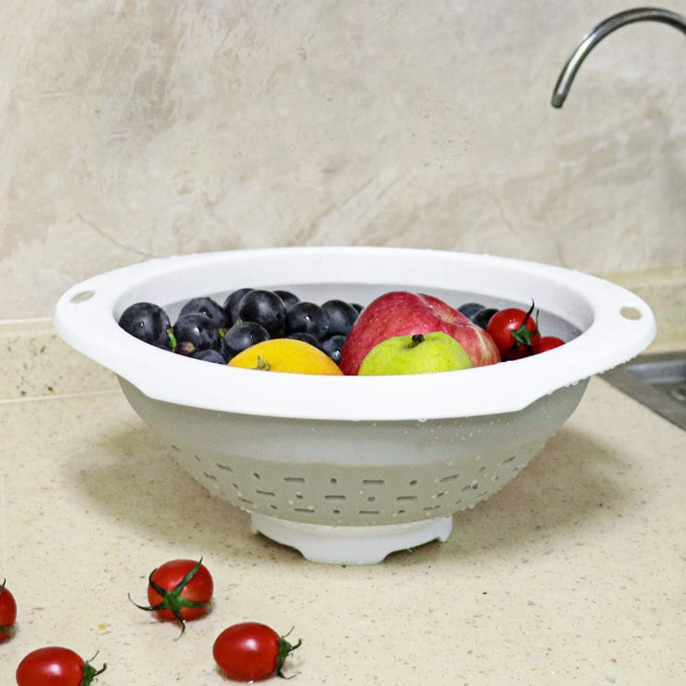 Qimh Collapsible Colander and Strainer, 5 Quart(1.25 Gal), Heavey Duty Kitchen Drainer Basket for Pasta, Veggies and Fruits, New Home Apartment Essentials