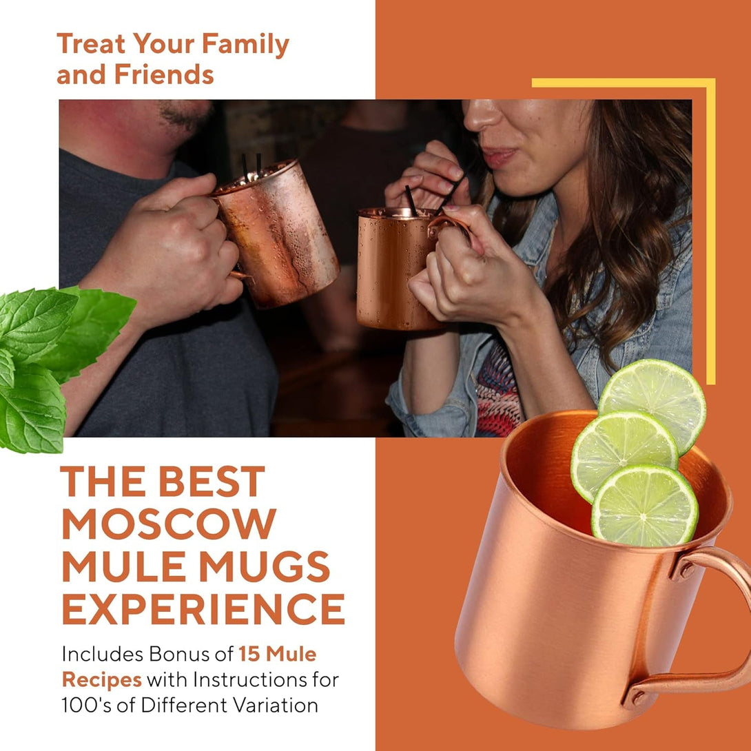 Moscow Mule Copper Mug by Solid Copper - Authentic Moscow Mule Mugs Unlined 16 Oz