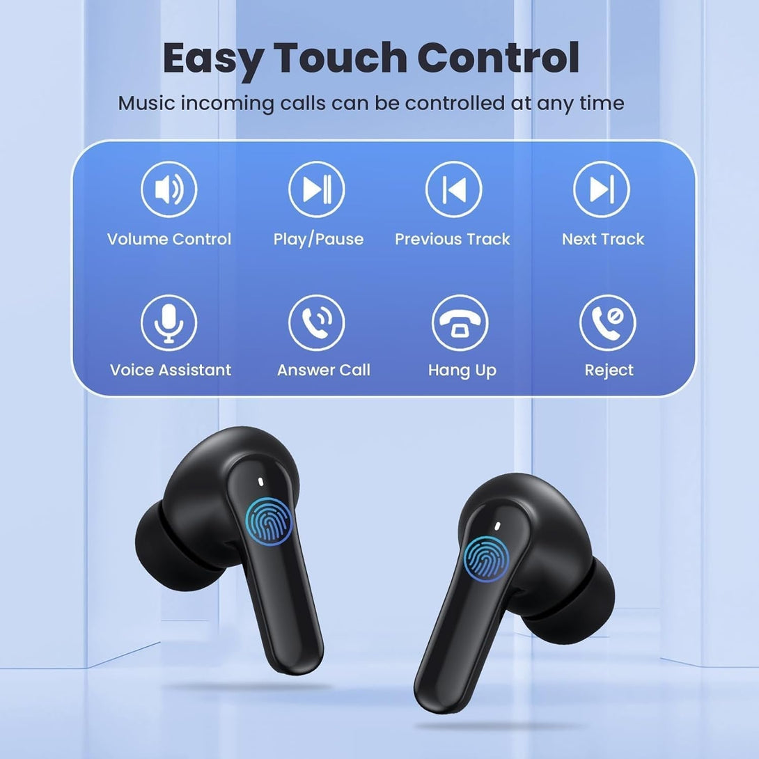 Wireless Earbuds,Bluetooth 5.3 Headphones in Ear with Hifi Stereo Deep Bass,Wireless Earphones 40H Playtime,Bluetooth Earbuds 4 ENC Noise Canceling Mic,Bluetooth Earphones LED Display IP7 Waterproof