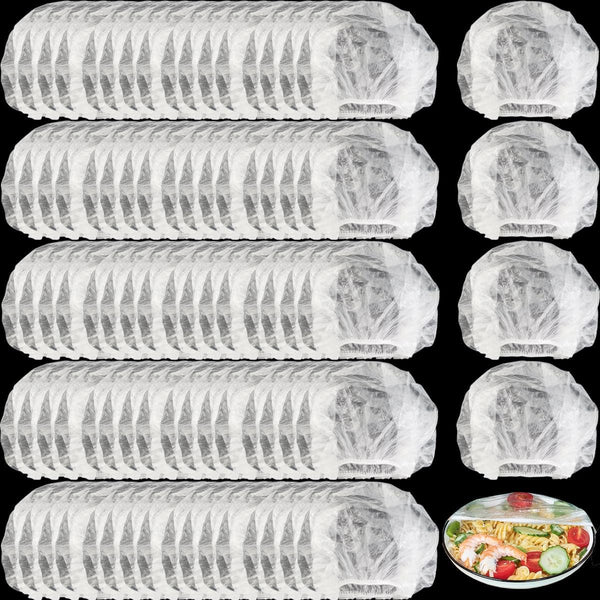 300PCS Plastic Bowl Covers Elastic Disposable Bowl Covers for Food Storage, Stretch Covers for Bowls, Fresh Keeping Bags Stretch Lids Kitchen Wrap Seal Bags for Cover Food
