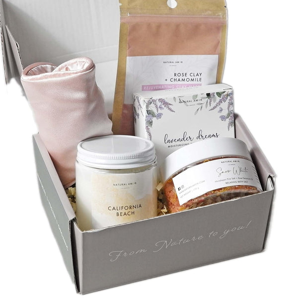 Natural Amor Handmade Spa Gift Set, Relaxing 5Pcs Self Handmade Skin Care Sets Gift Package for Women, Birthday Gift, Natural Gift Idea,Spa Gifts for Women