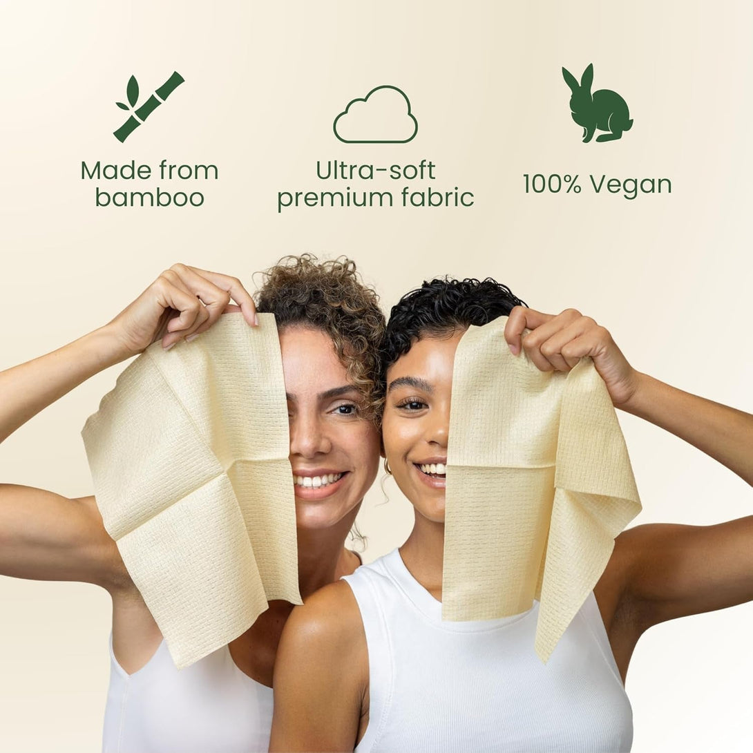 Clean Skin Club Bamboo Viscose Clean Towels XL™, 100% USDA Biobased Face Towel, Disposable Face Towelette, Makeup Remover Dry Wipes, Ultra Soft, 50 Ct, 1 Pack