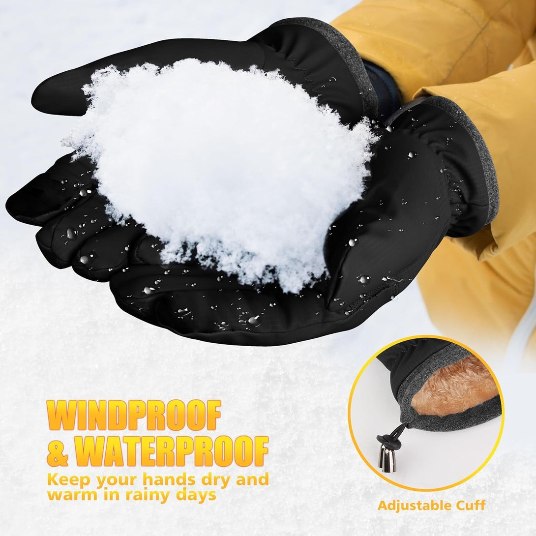 Ihuan Winter Waterproof Ski Gloves Men Women, Snow Warm Cycling Cold Weather, Driving Biking Running